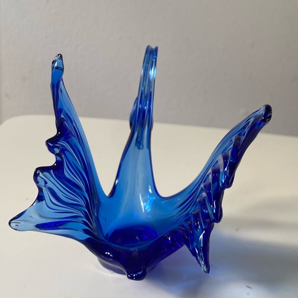 Vintage Cobalt Blue Hand Blown Art Glass Murano Style Swan Sculpture - Picture 3 of 16